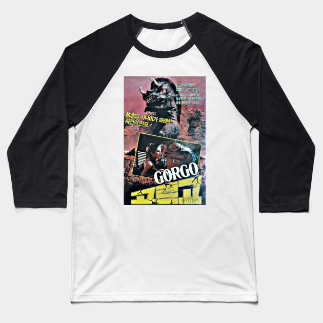 Golgo - Korean Boot Kaiju VHS Baseball T-Shirt by retroworldkorea